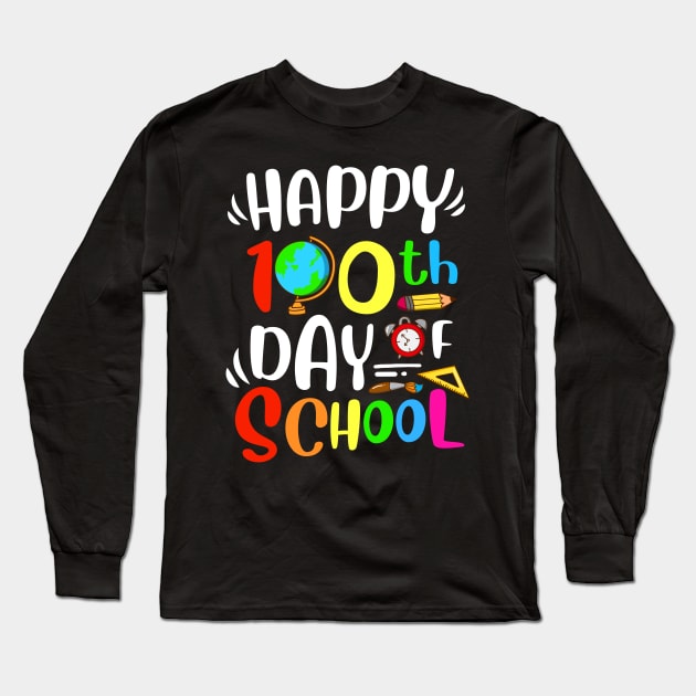 Happy 100th Day of School 100th Day of School Kids Teacher Long Sleeve T-Shirt by Jhon Towel